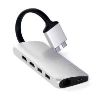 Адаптер USB-хаб Satechi Type-C Dual Multimedia Adapter для Macbook с двумя портами USB-C (2018-2020 MacBook Pro, 2018-2020 MacBook Air and 2018 Mac Mini).  ST-TCDMMAS |